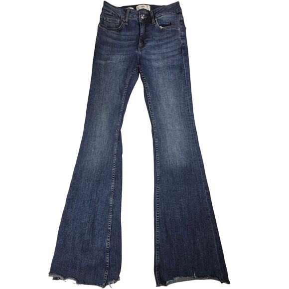 MNG FLARE Womens Size‎ 4 (25x33) Blue Jeans Boho Chic Raw Hem - Picture 1 of 8